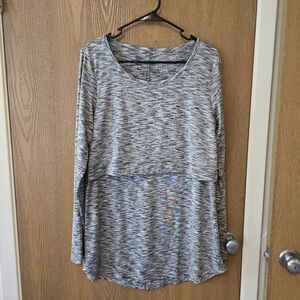 Latched Mama Gray Asymmetrical Long Sleeve Nursing Tunic